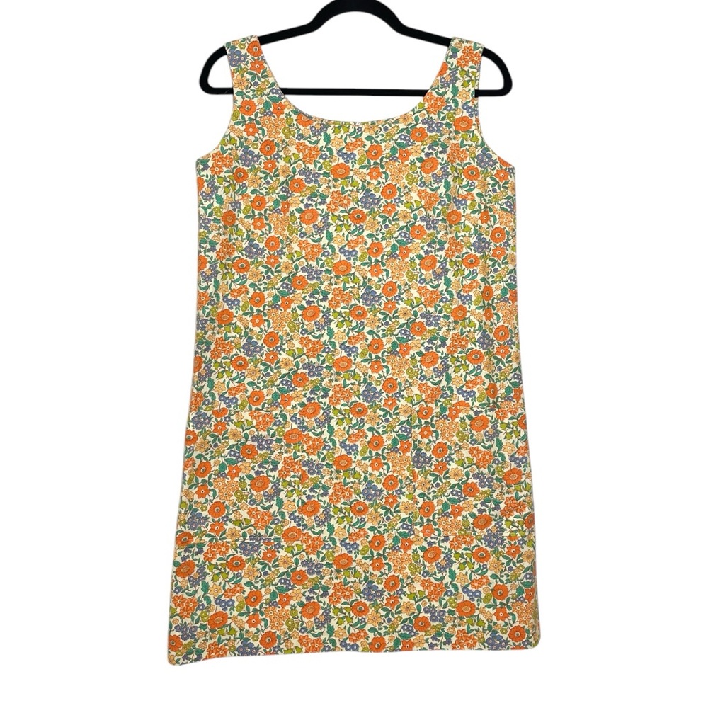 Vintage Handmade Retro Multicolor Floral Sleeveless Shift Mini Dress Small